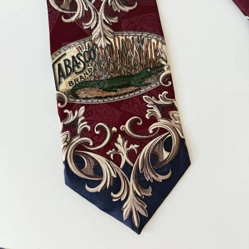 Vintage‎ Tobasco Tie Men's Silk Whimsical Travel Preppy Louisiana